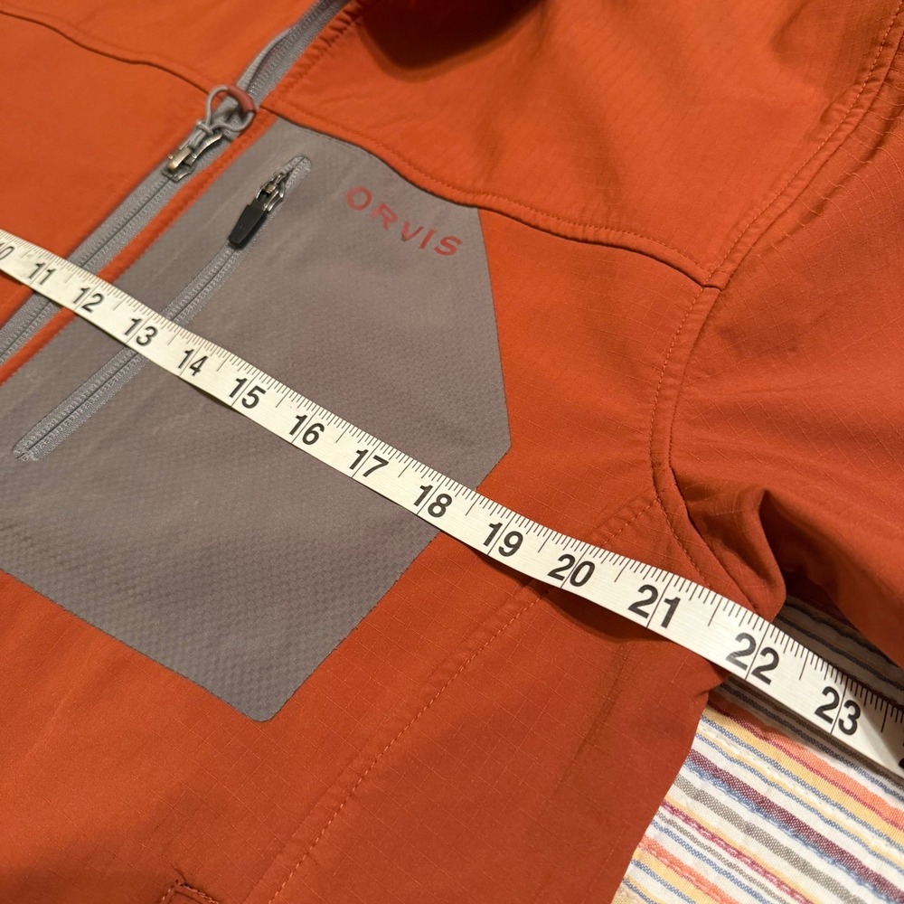 Orvis Mens Softshell Fleece Lined Jacket Burnt Orange Grey 25ZR Size Medium - Picture 7 of 8